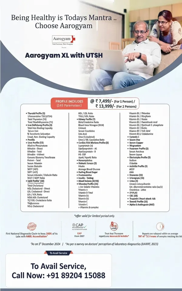 Aarogyam XL with UTSH — 149 Tests @ ₹7499