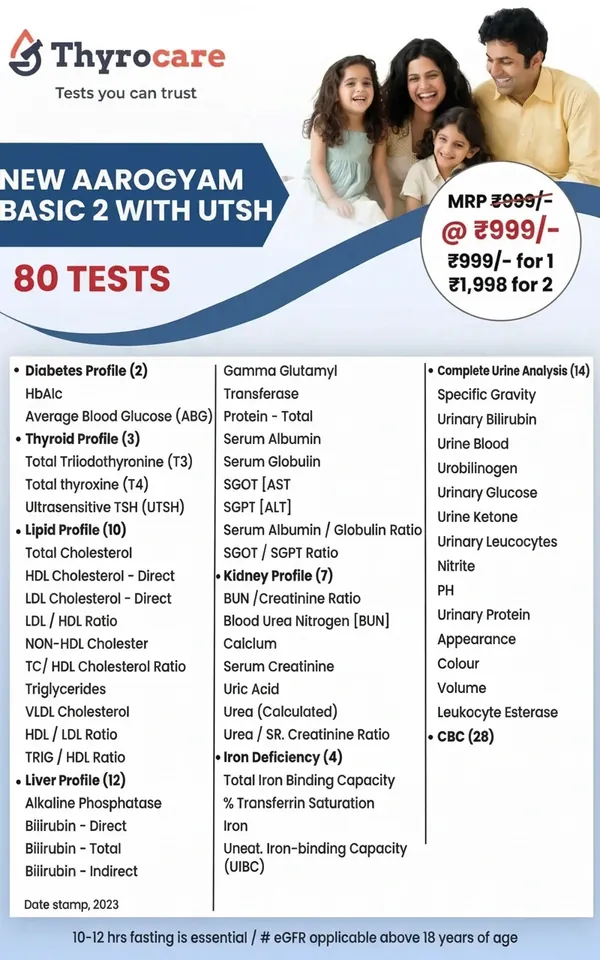 New Aarogyam Basic 2 with UTSH — 80 Tests @ ₹999